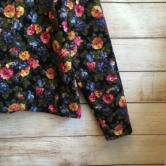 VINTAGE THE EAGLE'S EYE QUILTED CORDUROY FLORAL BLAZER - Picture 4 of 8